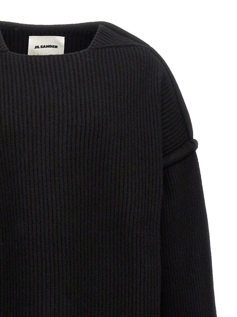 Geometric neckline sweater Man JIL SANDER Black