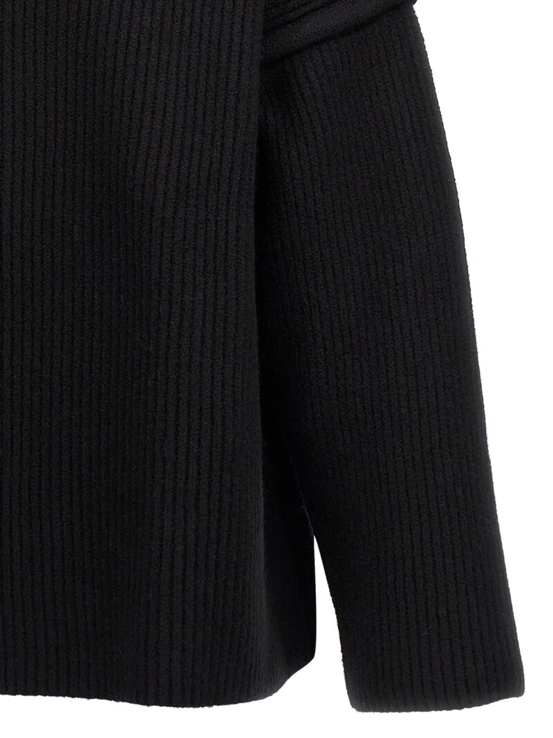 Geometric neckline sweater 100% wool JIL SANDER Black