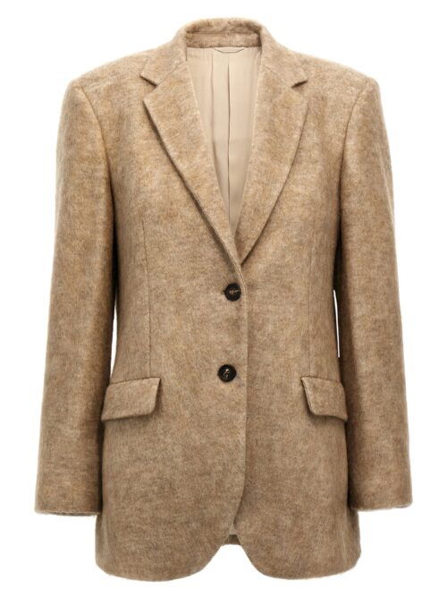 Single-breasted mohair blazer BRUNELLO CUCINELLI Beige