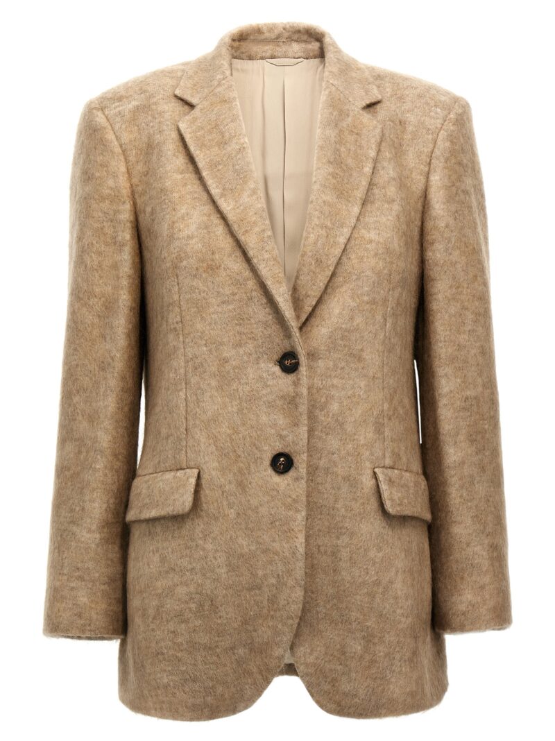 Single-breasted mohair blazer BRUNELLO CUCINELLI Beige