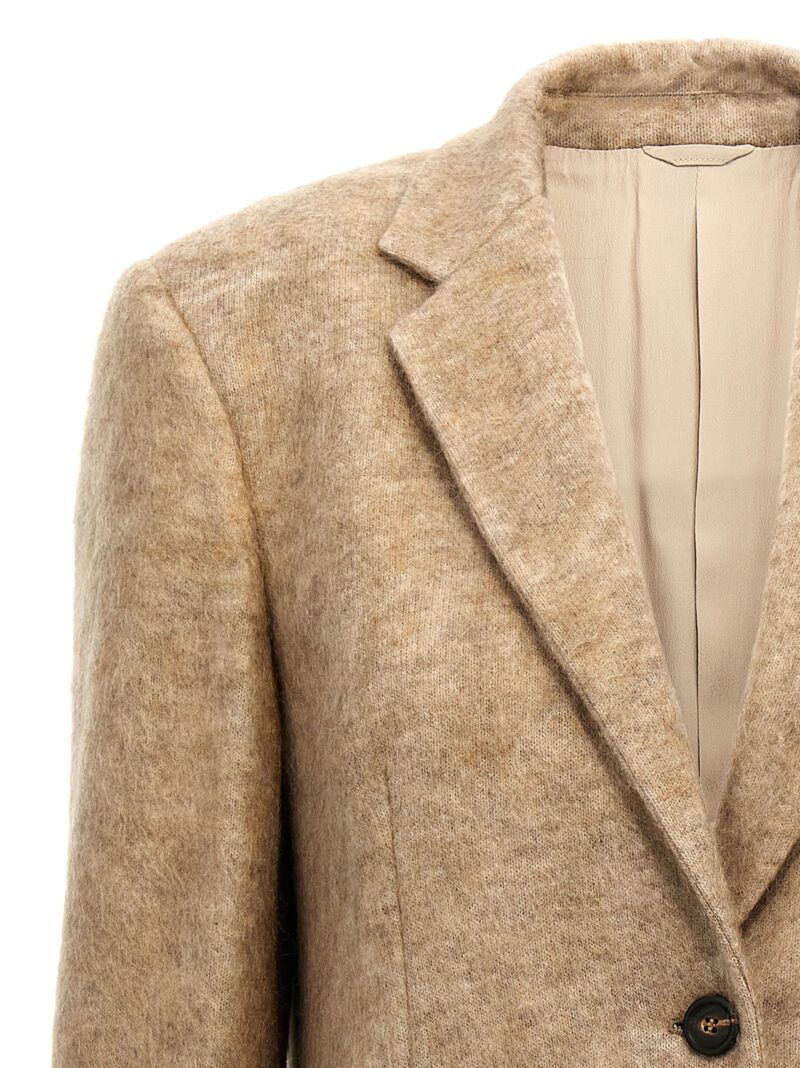 Single-breasted mohair blazer Woman BRUNELLO CUCINELLI Beige