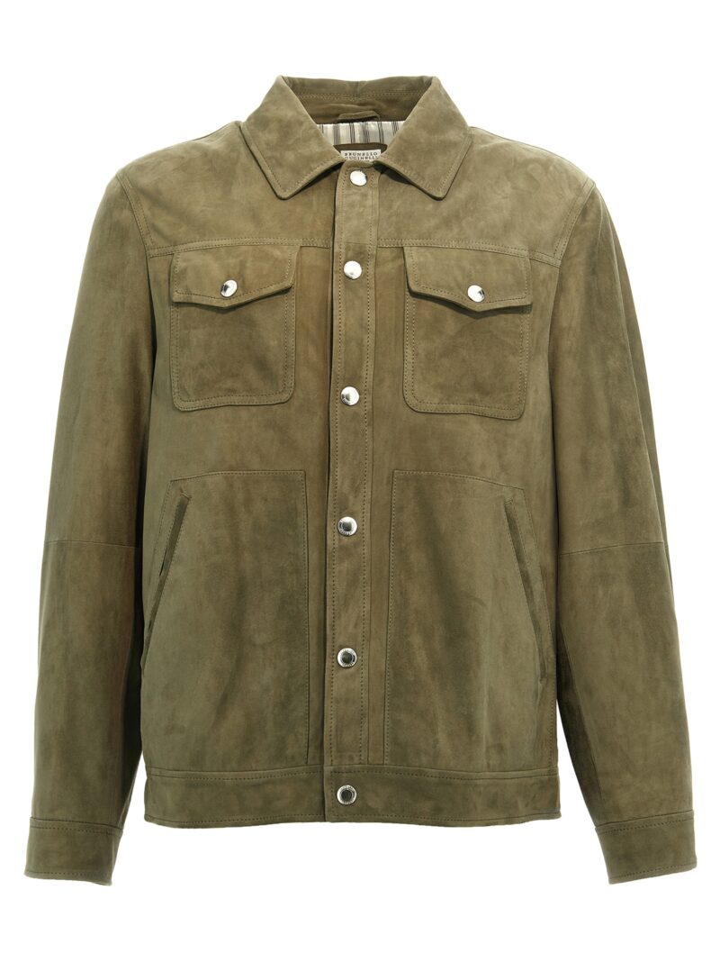 Suede jacket BRUNELLO CUCINELLI Green