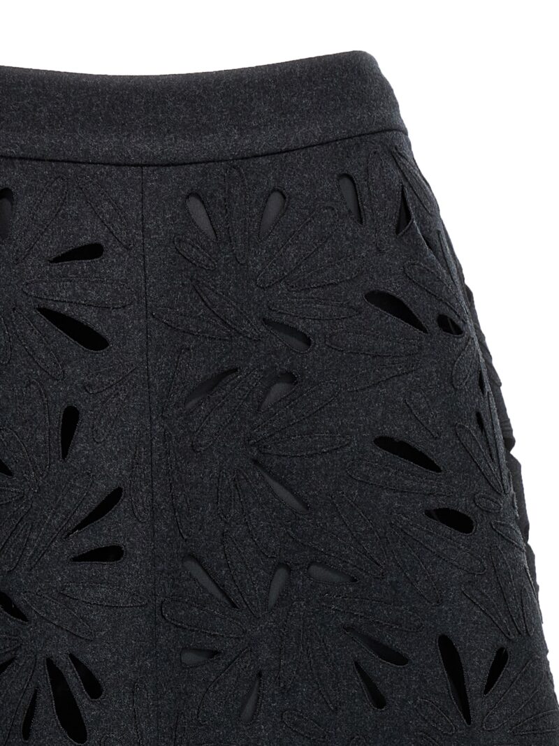 Openwork embroidery skirt Woman BRUNELLO CUCINELLI Gray