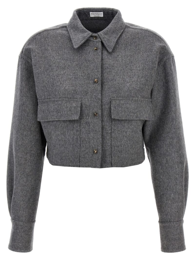 Cropped cashmere shirt BRUNELLO CUCINELLI Gray