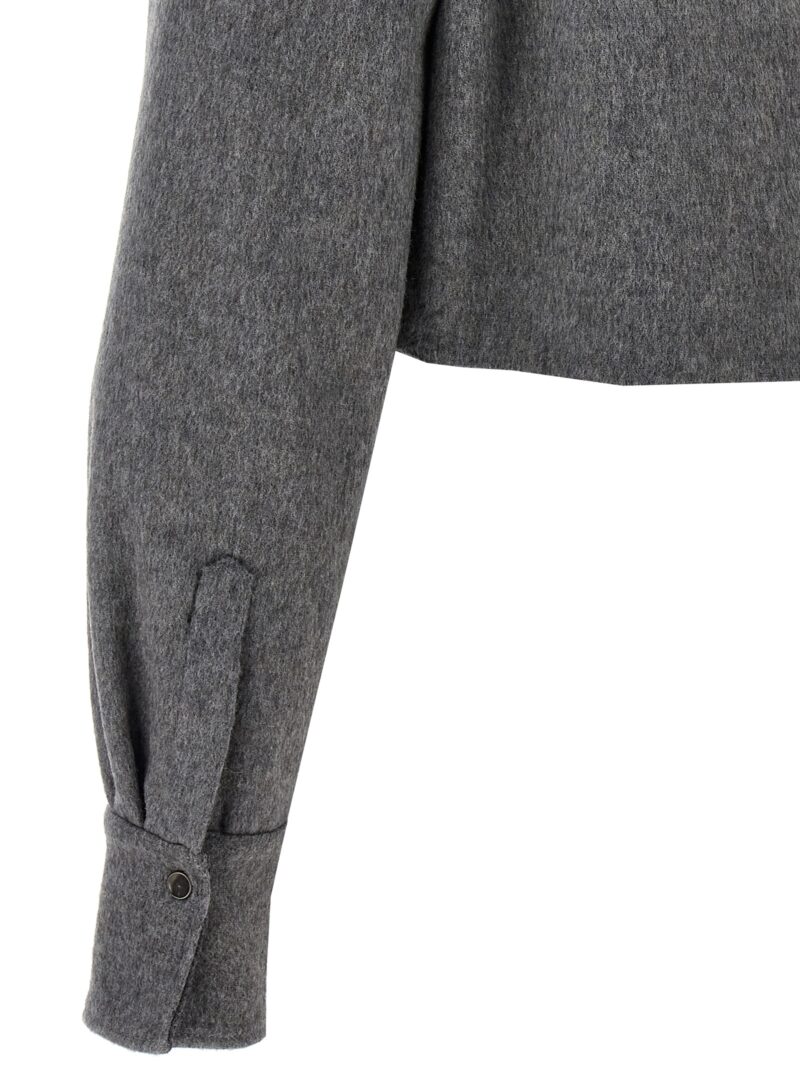 Cropped cashmere shirt 100% cashmere BRUNELLO CUCINELLI Gray