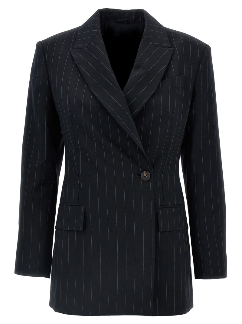 Pinstriped double-breasted blazer BRUNELLO CUCINELLI Black