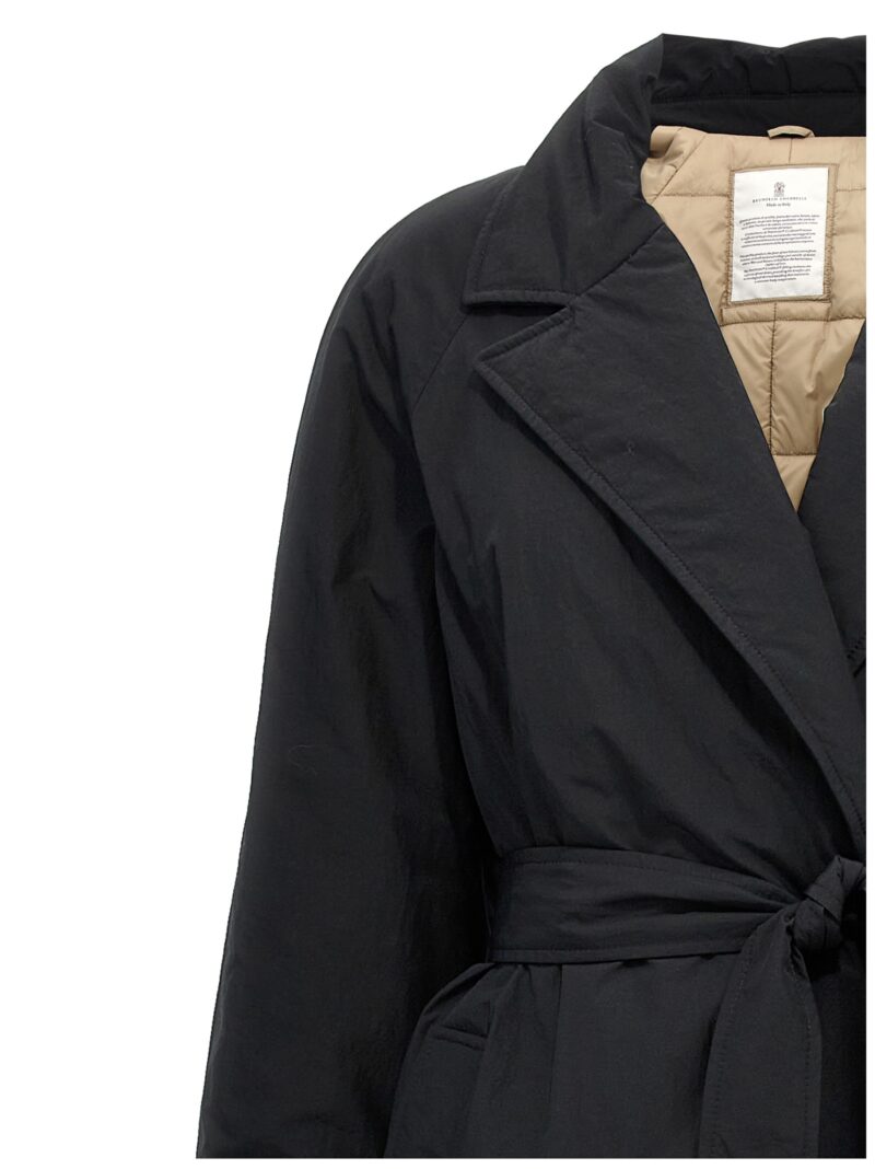 Padded long belt down jacket Woman BRUNELLO CUCINELLI Black