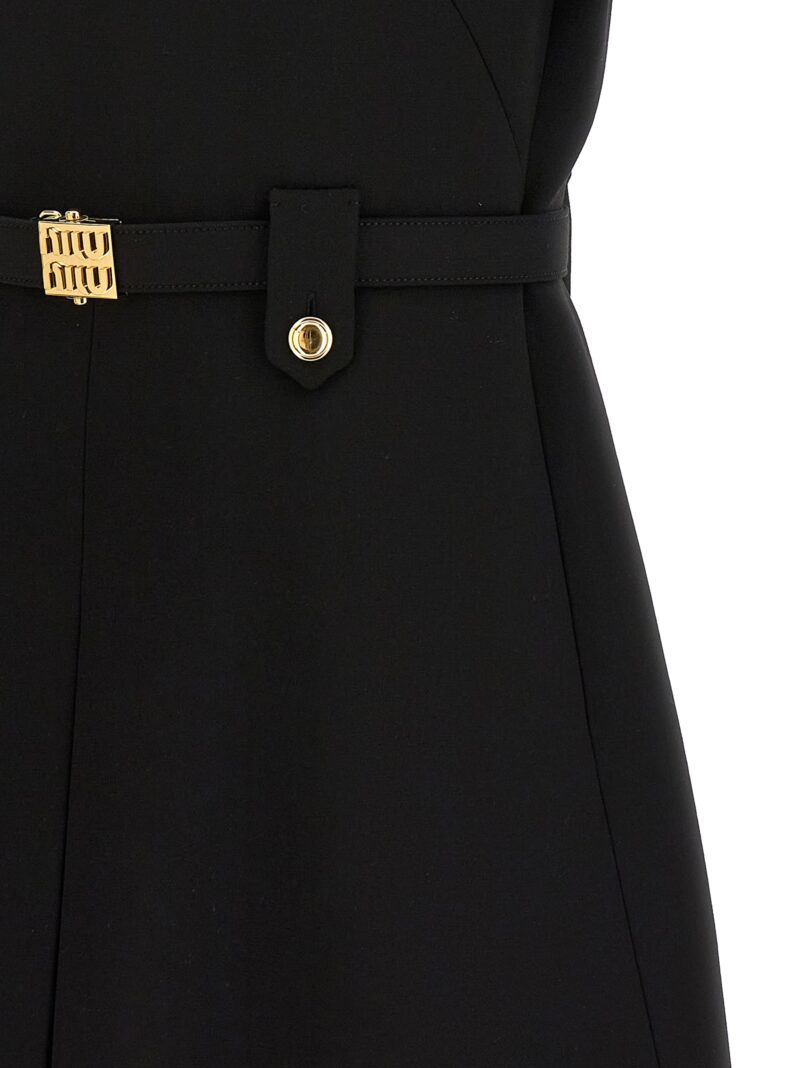 Logo belt wool dress 98% virgin wool 2% elastane MIU MIU Black