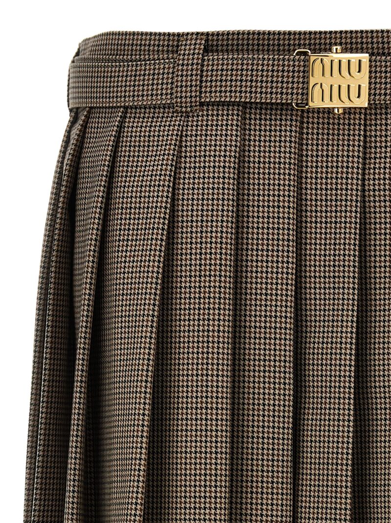 Prince of Wales skirt Woman MIU MIU Brown