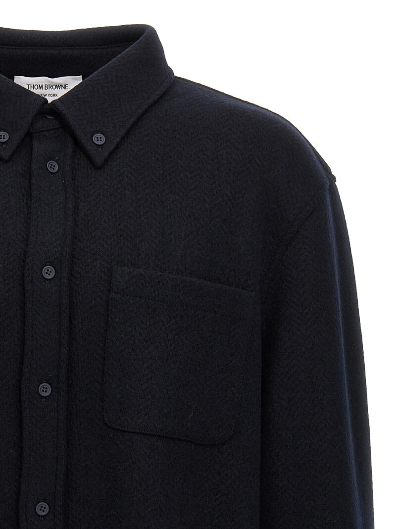 Herringbone shirt Man THOM BROWNE Blue