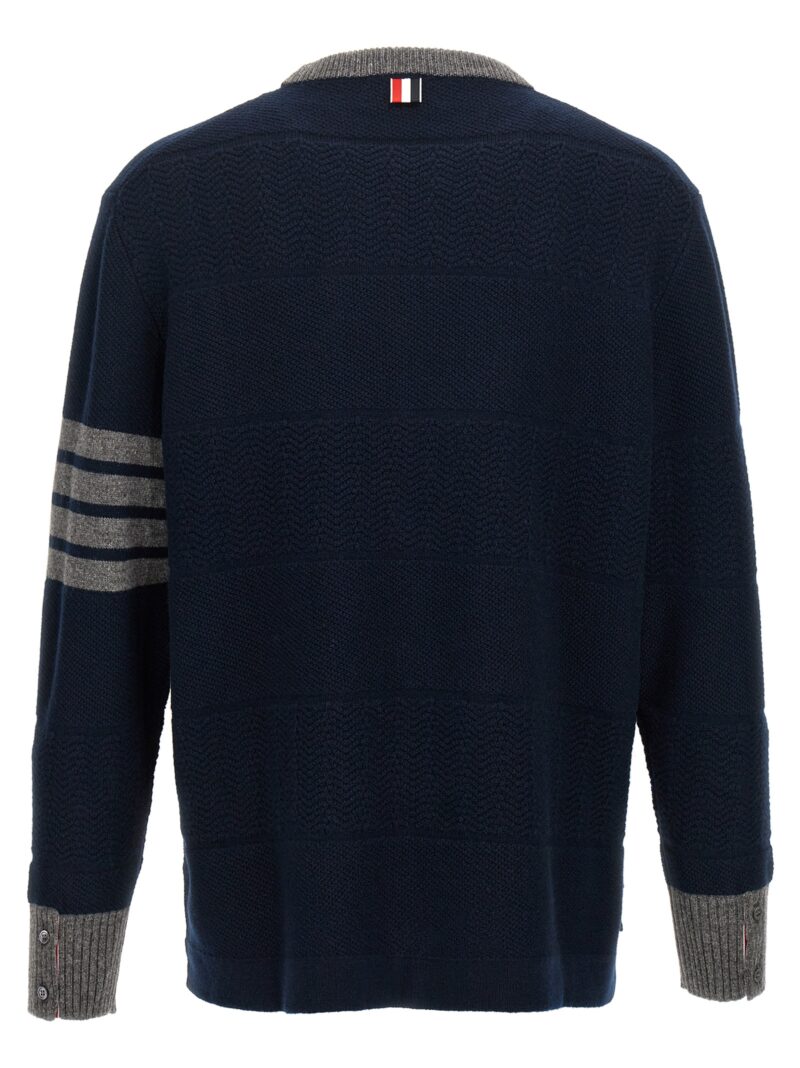 'Textured Rugby Stripe' sweater MKA527AY1030415 THOM BROWNE Blue