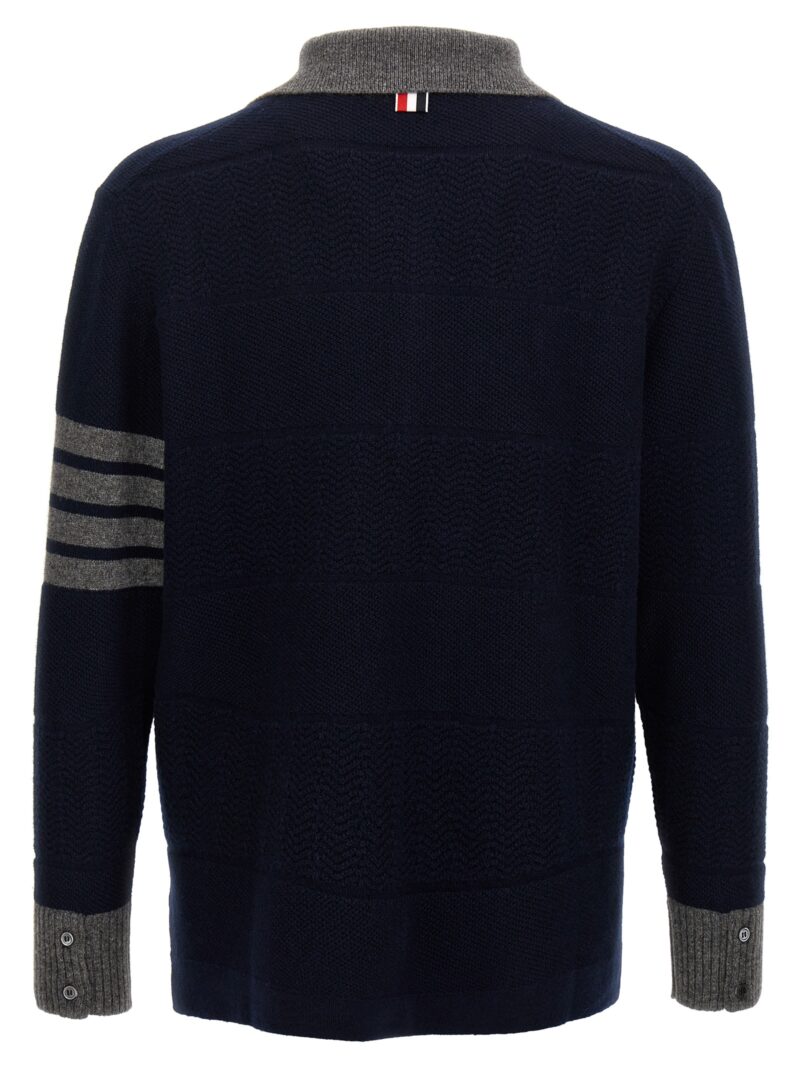 'Textured Rugby Stripe' sweater MKP127AY1030415 THOM BROWNE Blue