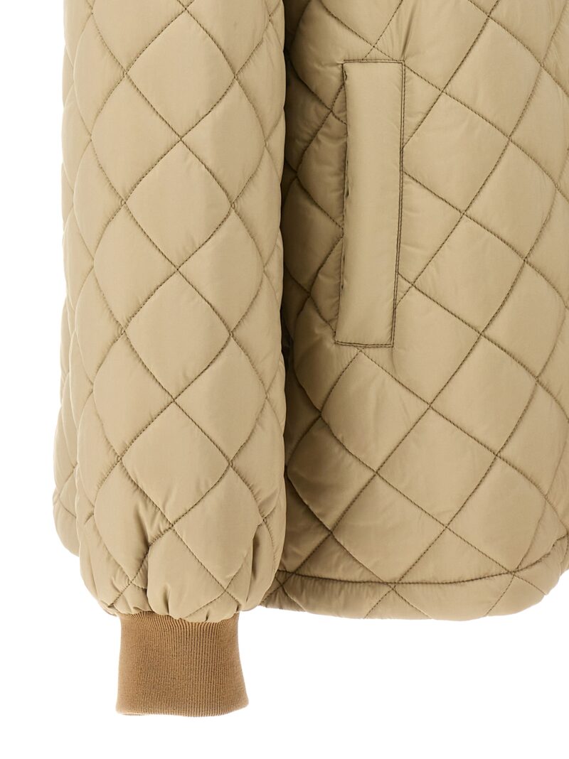 Logo quilted down jacket 100% polyester MIU MIU Beige