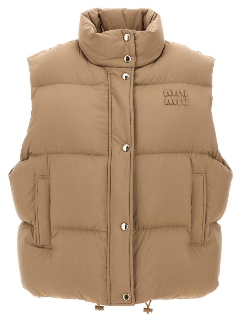 Logo padded vest MIU MIU Beige