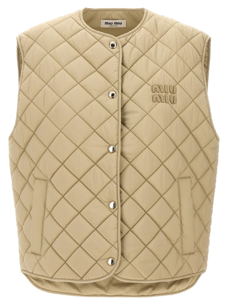 Logo quilted vest MIU MIU Beige