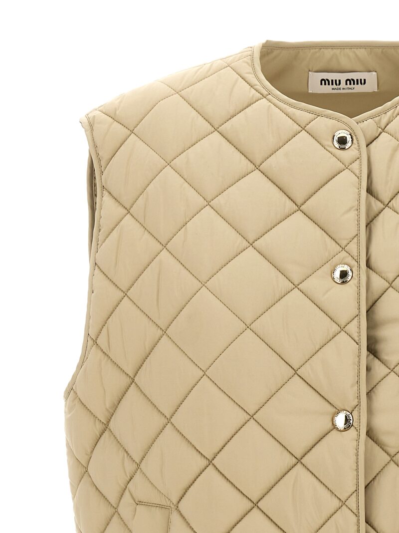 Logo quilted vest Woman MIU MIU Beige