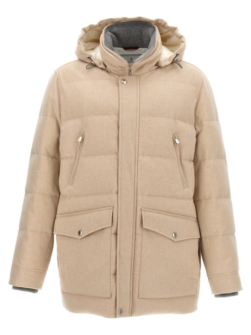 Long hooded down jacket BRUNELLO CUCINELLI Beige