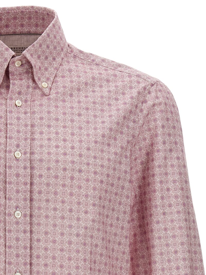 Micro patterned shirt Man BRUNELLO CUCINELLI Pink