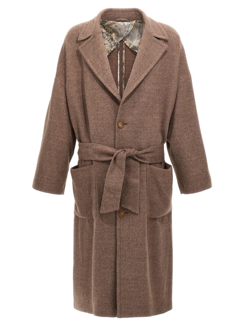 Single-breasted wool coat ETRO Beige