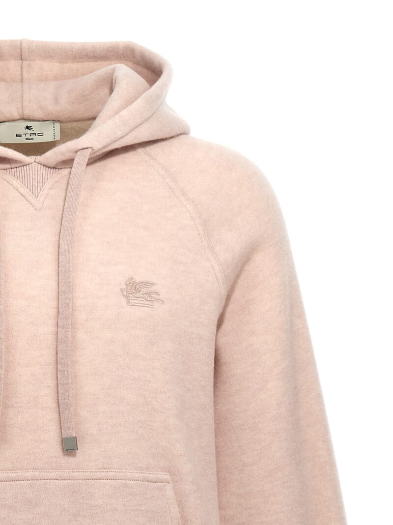 Logo embroidery wool hoodie Man ETRO Beige