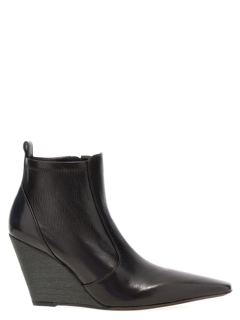 'Prescious Heel' wedge ankle boots BRUNELLO CUCINELLI Brown