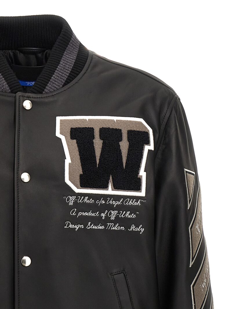 'Varsity' bomber jacket 100% calfskin leather (Bos Taurus) OFF-WHITE Black