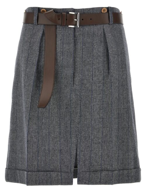 Striped wool skirt PRADA Gray