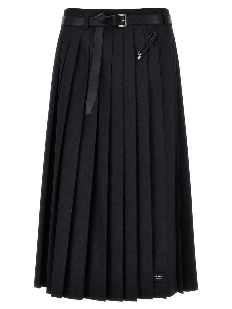 Pleated gabardine skirt PRADA Gray