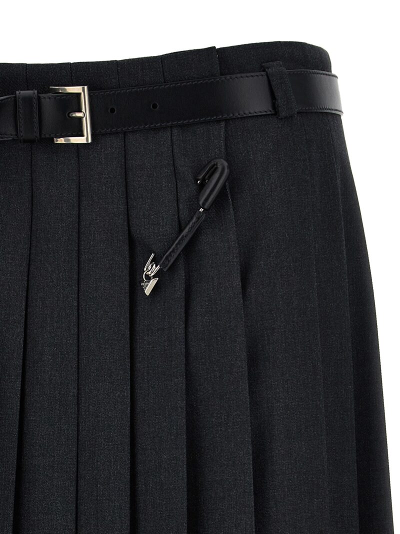 Pleated gabardine skirt Woman PRADA Gray