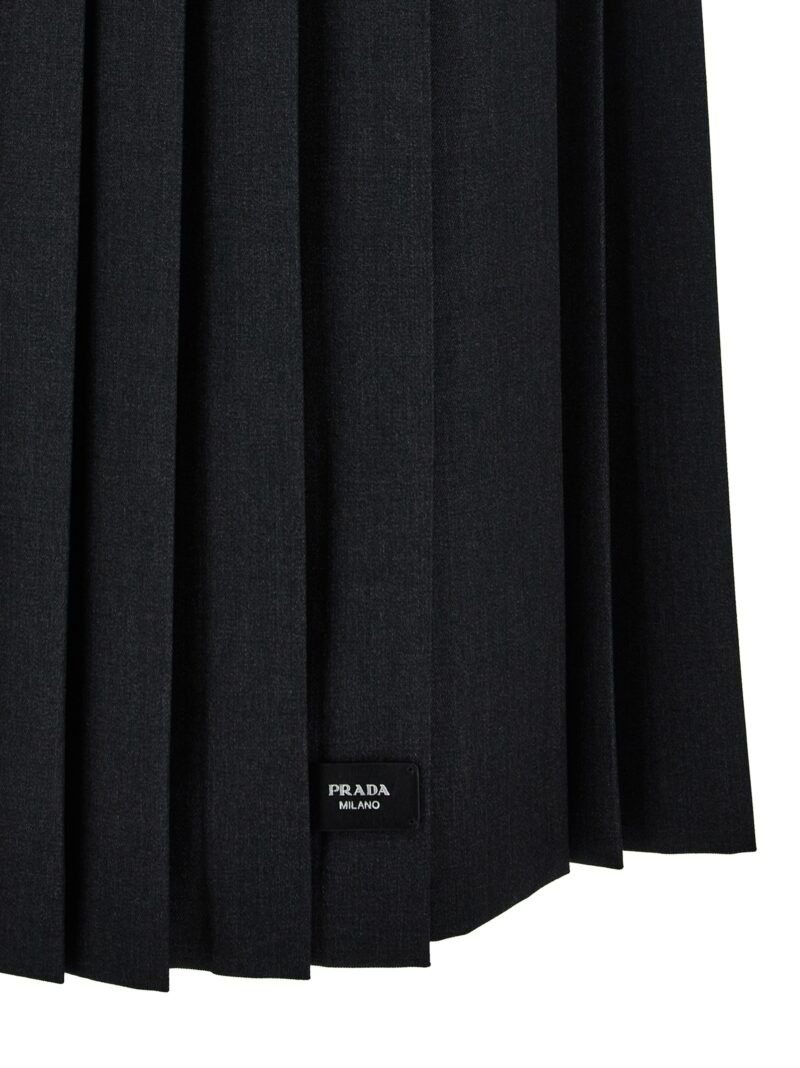 Pleated gabardine skirt 100% virgin wool PRADA Gray