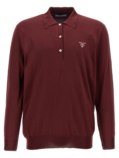 Logo intarsia polo shirt PRADA Bordeaux