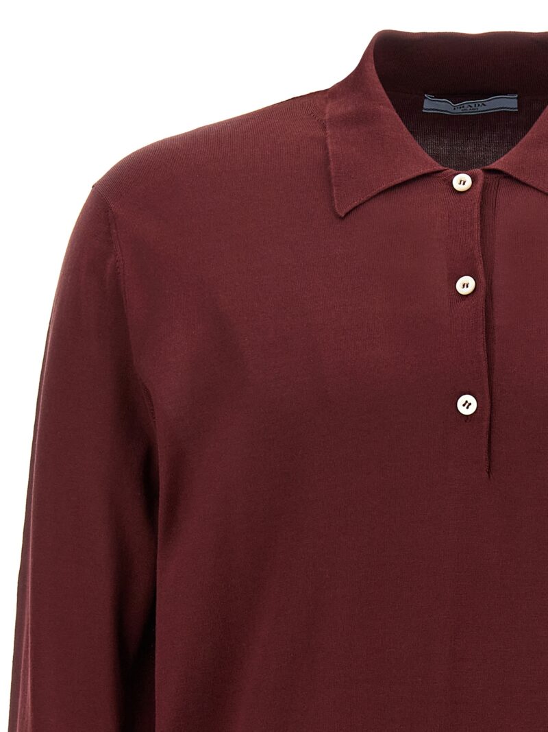 Logo intarsia polo shirt Woman PRADA Bordeaux