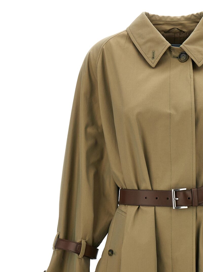 Single-breasted twill trench coat Woman PRADA Green