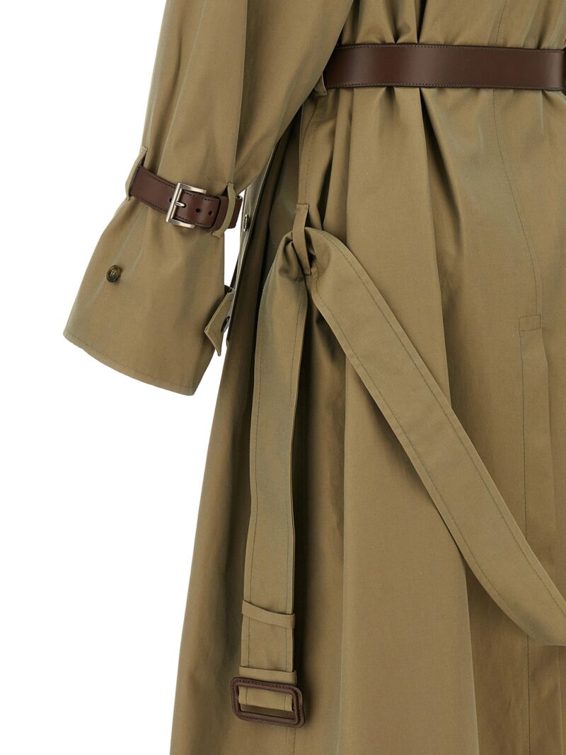 Single-breasted twill trench coat 100% cotton PRADA Green