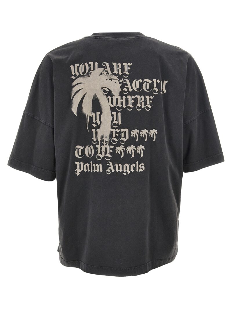 'Statement Monogram' T-shirt PMAA002F24JER00710091009 PALM ANGELS Black