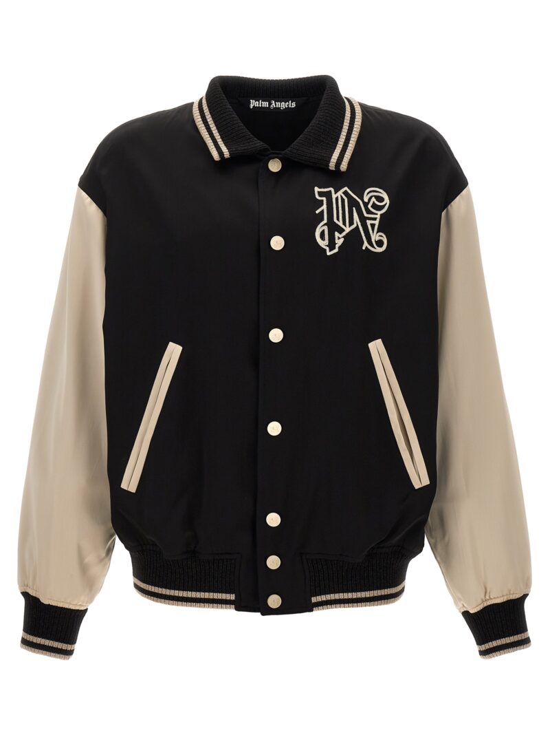 'Gothic Logo Varsity' bomber jacket PALM ANGELS White/Black