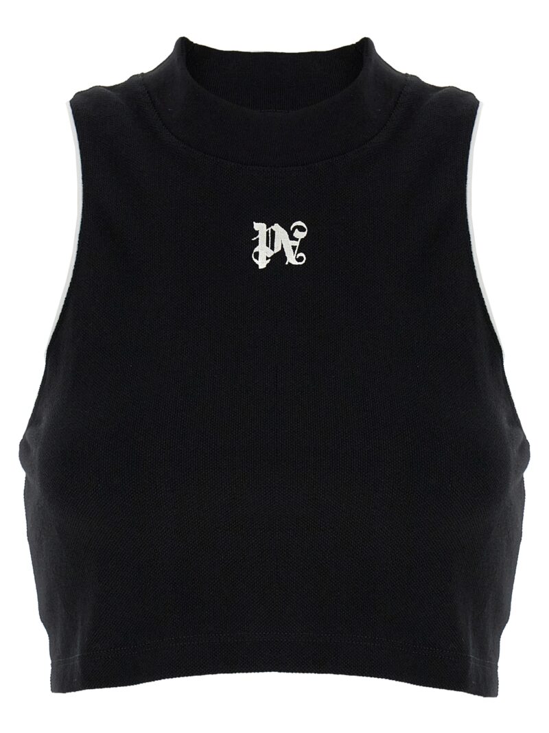 'PA Monogram' cropped top PALM ANGELS White/Black