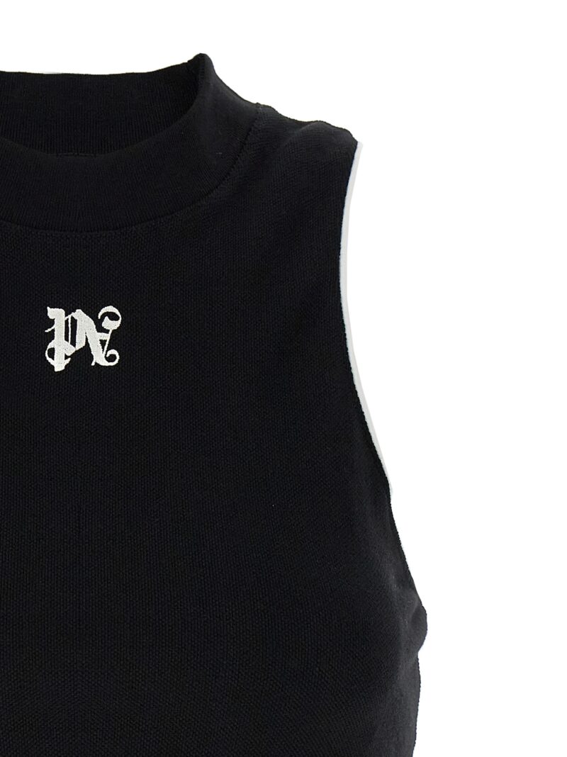 'PA Monogram' cropped top Woman PALM ANGELS White/Black