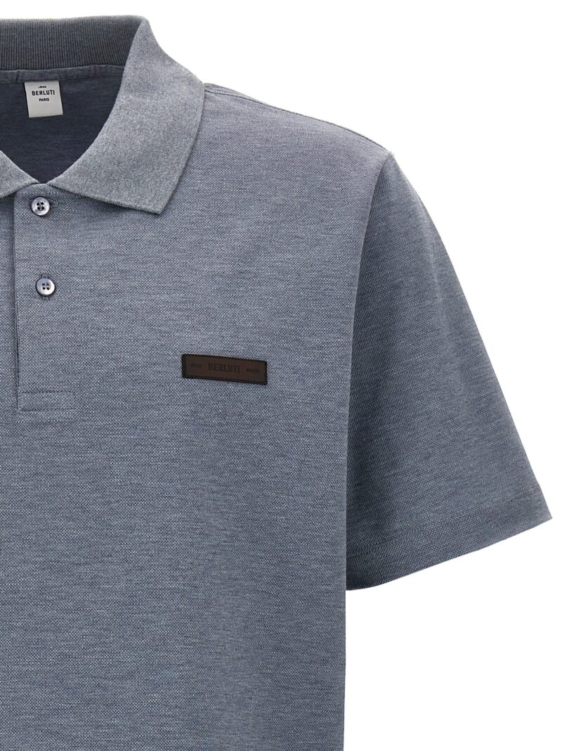 Logo patch polo shirt Man BERLUTI Light Blue