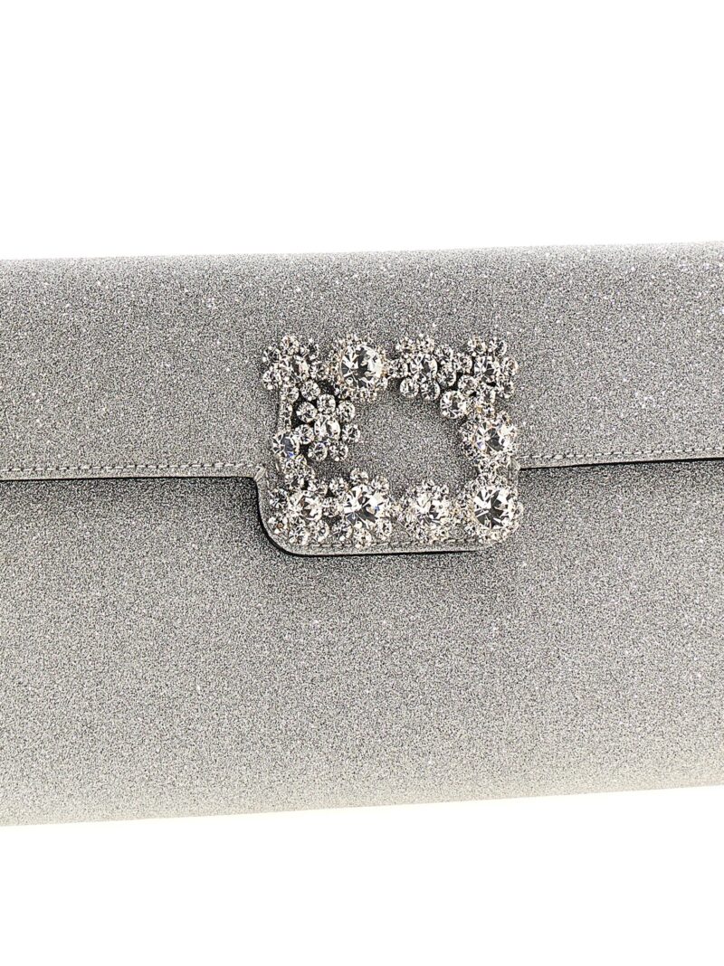 'Flower Strass' clutch Woman ROGER VIVIER Silver