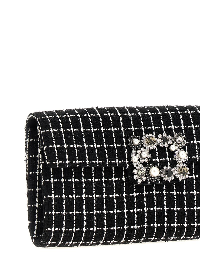 'Flower Strass' clutch Woman ROGER VIVIER White/Black