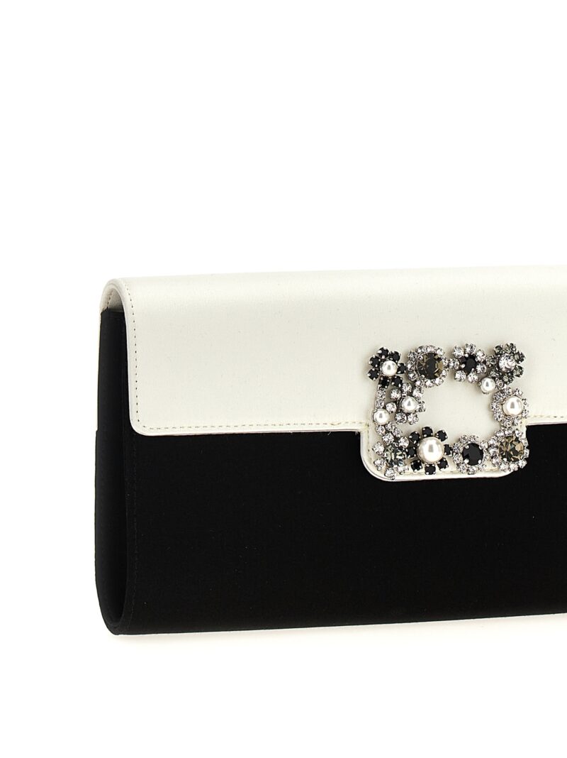 'Flower Strass' clutch Woman ROGER VIVIER White/Black