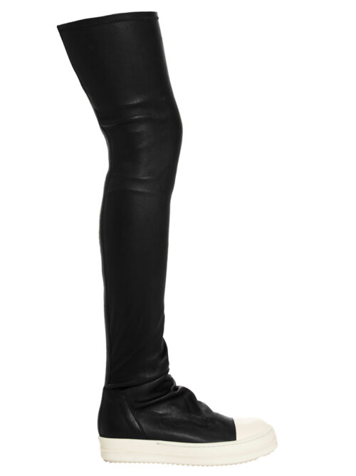 'Knee High Stocking Sneaks' boots RICK OWENS White/Black