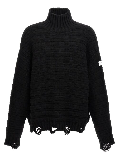 Destroyed ribbed sweater MM6 MAISON MARGIELA Black