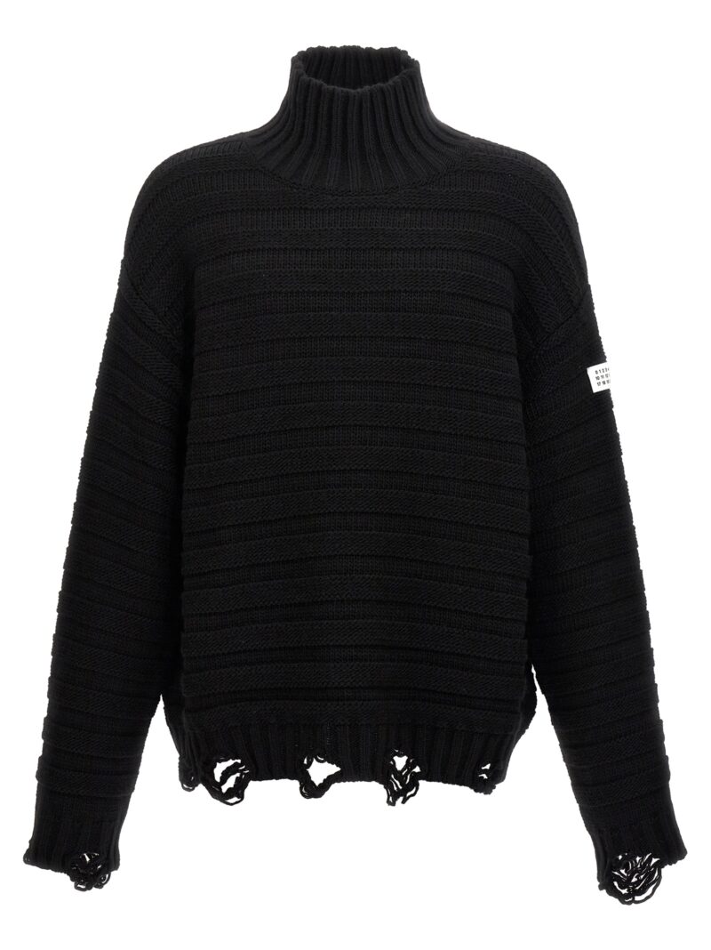 Destroyed ribbed sweater MM6 MAISON MARGIELA Black