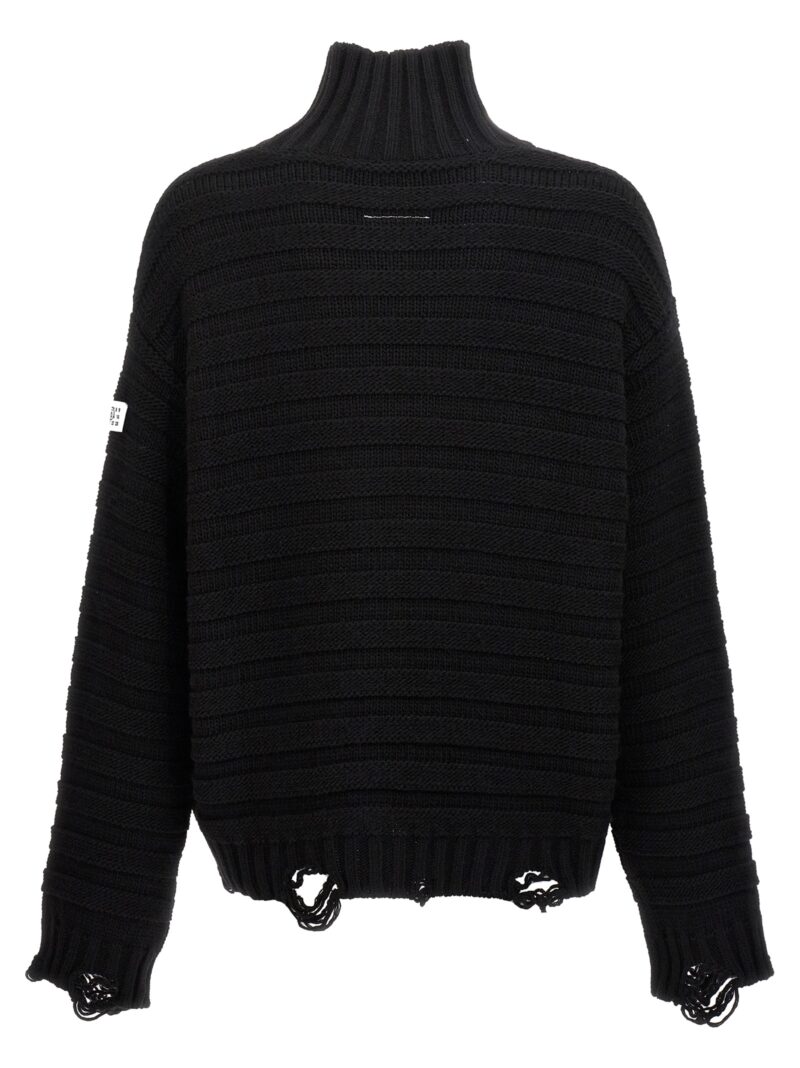 Destroyed ribbed sweater SH0HA0004M13040900 MM6 MAISON MARGIELA Black