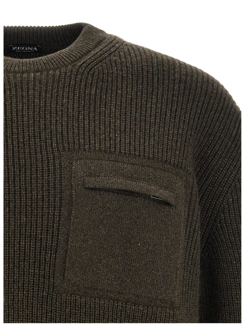 Zip pocket sweater Man ZEGNA Brown