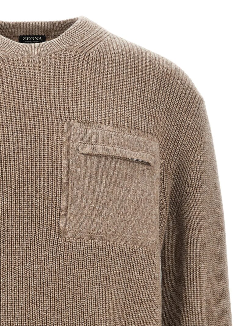 Zip pocket sweater Man ZEGNA Beige