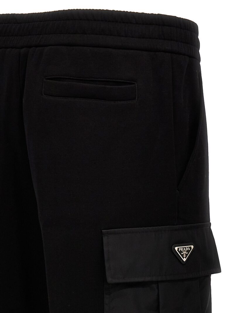 Nylon insert cargo joggers 70% cotton 30% polyamide PRADA Black