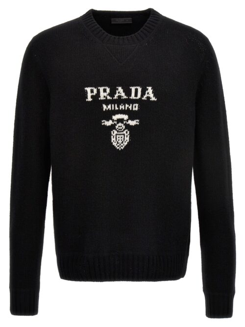 Logo intarsia sweater PRADA White/Black